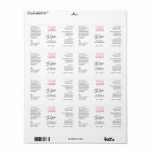 Retro Pink 2oz Dropper Bottle Wraparound ラベル (フルシート)