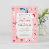 Retro Pink 8th Day Christmas Mid-Century Holiday 招待状 (スタンド正面)