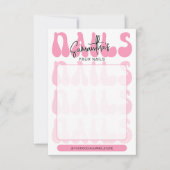 Retro Pink Acrylic Nails Care Guide Display Cards (正面)