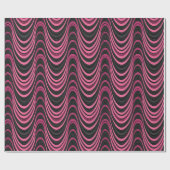 Retro Pink and Black Wavy Abstract Pattern ラッピングペーパー (フラット)