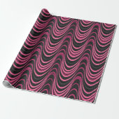 Retro Pink and Black Wavy Abstract Pattern ラッピングペーパー (アンロールド)