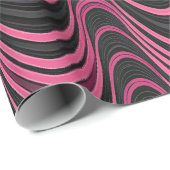 Retro Pink and Black Wavy Abstract Pattern ラッピングペーパー (ロールコーナー)