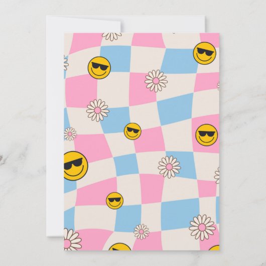 retro pink and blue checkered 67 joint birthday 招待状 (裏面)