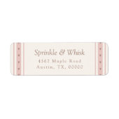 Retro Pink And Brown Heart Stripes Bakery ラベル (正面)