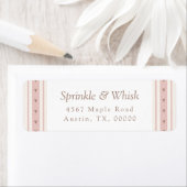 Retro Pink And Brown Heart Stripes Bakery ラベル (インサイチュ)