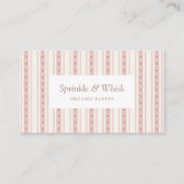 Retro Pink And Brown Heart Stripes Bakery 名刺 (正面)