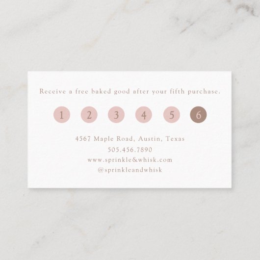 Retro Pink And Brown Heart Stripes Bakery Loyalty  名刺 (裏面)