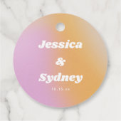 Retro Pink and Orange Gradient Wedding フェイバータグ (裏面)