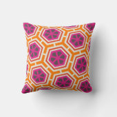 Retro Pink and Orange Modern Geometric Pattern クッション (裏面)