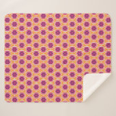 Retro Pink and Orange Modern Geometric Pattern シェルパブランケット (正面(横))