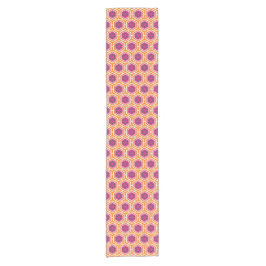 Retro Pink and Orange Modern Geometric Pattern ショートテーブルランナー