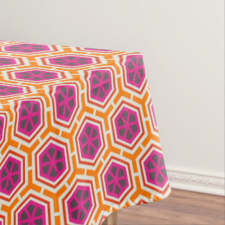 Retro Pink and Orange Modern Geometric Pattern テーブルクロス