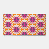 Retro Pink and Orange Modern Geometric Pattern デスクマット (正面)