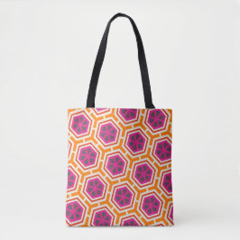 Retro Pink and Orange Modern Geometric Pattern トートバッグ