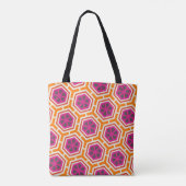 Retro Pink and Orange Modern Geometric Pattern トートバッグ (裏面)
