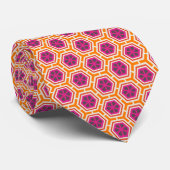 Retro Pink and Orange Modern Geometric Pattern ネクタイ (ロール)