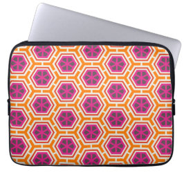 Retro Pink and Orange Modern Geometric Pattern ラップトップスリーブ