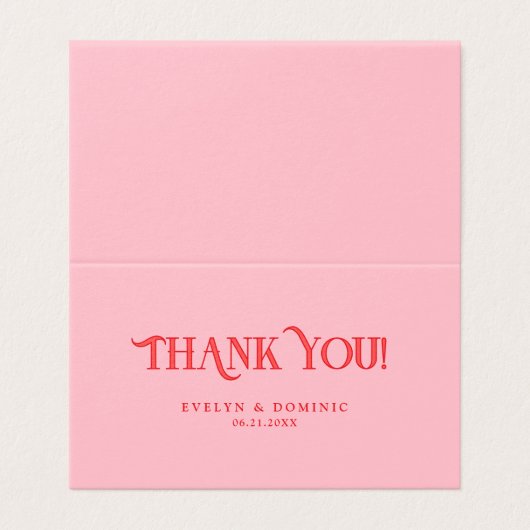 Retro Pink and Red Modern Wedding Photo Thank You (外部フラット)