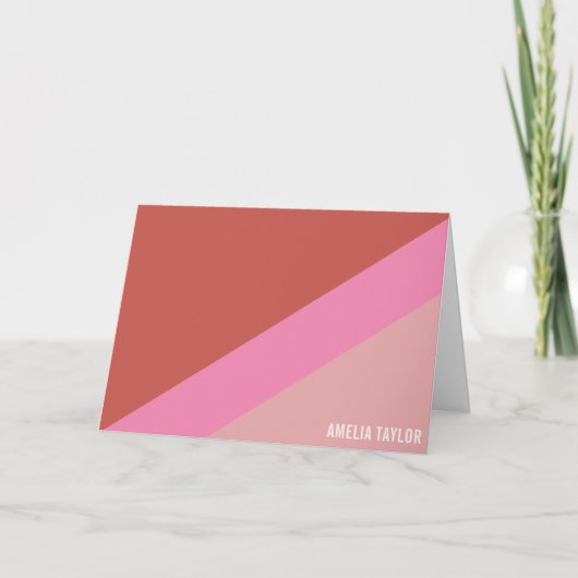 Retro Pink and Red Personalized Stationery Name カード (正面)