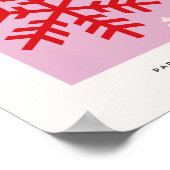 Retro Pink And Red Snowflake Christmas ポスター (角)