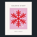 Retro Pink And Red Snowflake Christmas ポスター<br><div class="desc">Christmas Illustration – Snowflake – Pink And Red Holiday Print.</div>