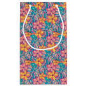 Retro Pink and Yellow Floral Birthday  スモールペーパーバッグ (裏面)