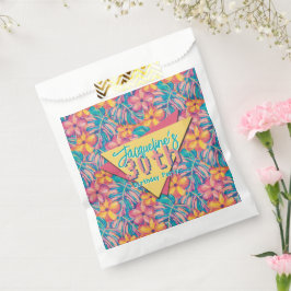 Retro Pink and Yellow Floral Birthday フェイバーバッグ