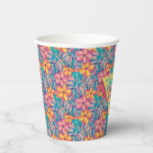 Retro Pink and Yellow Floral Birthday 紙コップ (右)