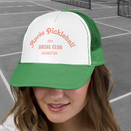Retro Pink Après Pickle Ball Social Club Green  キャップ