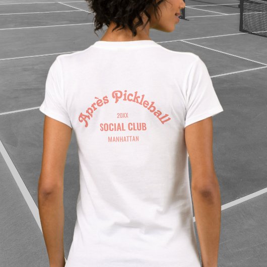 Retro Pink Après Pickle Ball Social Club White Tシャツ
