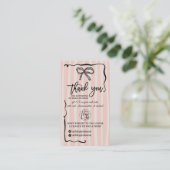 Retro Pink beige Bow Logo QR Thank You Order 名刺 (スタンド正面)