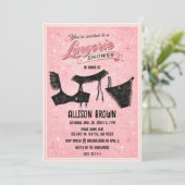 Retro Pink Black Lingerie Shower Bachelorette  招待状 (スタンド正面)