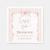 Retro Pink Bow Cafe Bebe Girl Coffee Baby Shower スタンダードカクテルナプキン (正面)