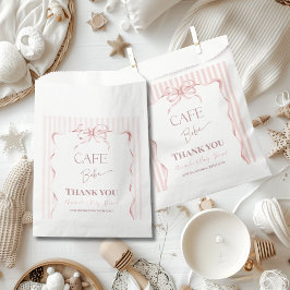 Retro Pink Bow Cafe Bebe Girl Coffee Baby Shower フェイバーバッグ