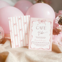 Retro Pink Bow Cafe Bebe Girl Coffee Baby Shower