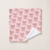 Retro Pink Bows Bathroom Towel Set バスタオルセット (ウォッシュタオル)