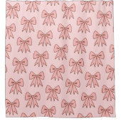 Retro Pink Bows Shower Curtain  シャワーカーテン (正面)
