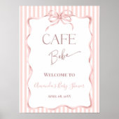 Retro Pink Cafe Bebe Coffee Baby Shower Welcome ポスター (正面)