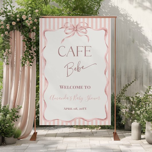 Retro Pink Cafe Bebe Coffee Baby Shower Welcome ポスター