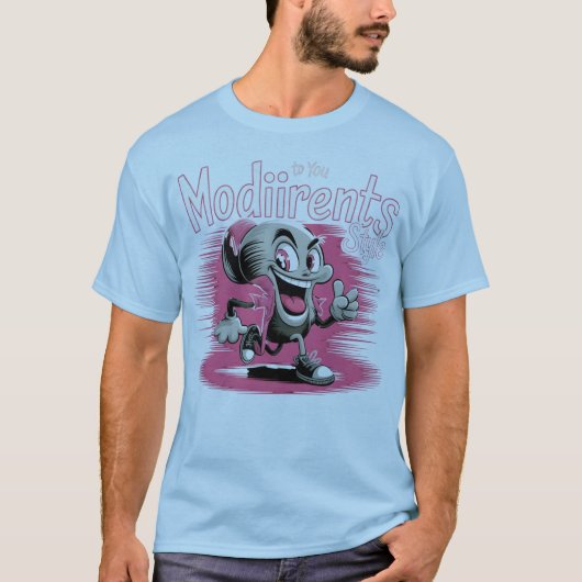 Retro Pink Cartoon Character T-Shirt Tシャツ (正面)