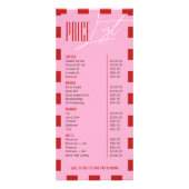 Retro Pink Checkered Hair Makeup Salon Price List ラックカード (正面)