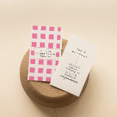 Retro Pink Checkered Trendy Boho Funky Girly Fun 名刺