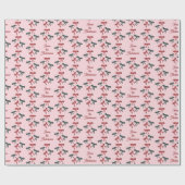 Retro Pink Christmas Bows Personalized Coquette ラッピングペーパー (フラット)