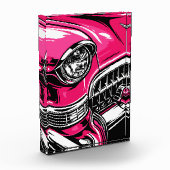 Retro Pink Classic Car Front Pop Art Illustration フォトブロック (左)