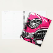 Retro Pink Classic Car Front Pop Art Illustration プランナー手帳 (ディスプレー)