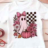 Retro Pink Coquette Ghost Girl with Bow Halloween トライブレンドＴシャツ