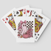 Retro Pink Coquette Ghost Girl with Bow Halloween トランプ (裏面)