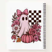 Retro Pink Coquette Ghost Girl with Bow Halloween ノートブック (裏面)
