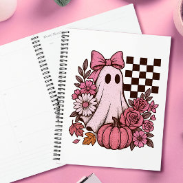 Retro Pink Coquette Ghost Girl with Bow Halloween プランナー手帳