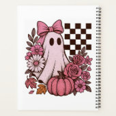 Retro Pink Coquette Ghost Girl with Bow Halloween プランナー手帳 (裏面)